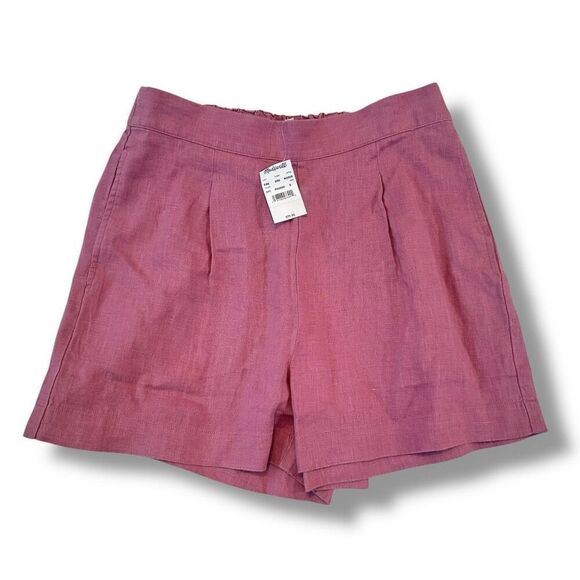 Madewell 100% Linen Flat Front E Back Pull On Shorts Women's - Picture 5 of 13